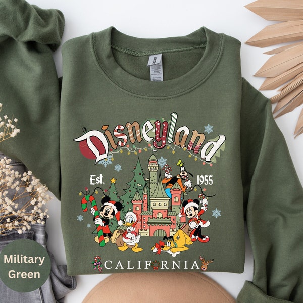 Vintage Disneyland Christmas Sweatshirt, Mickey and Friends Christmas Sweatshirt, Disneyland Sweatshirt, Christmas Family Sweatshirt