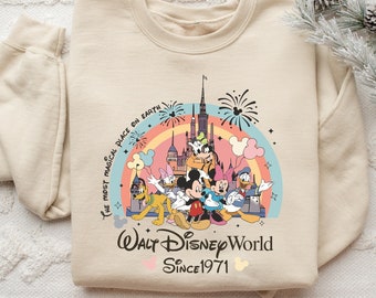 Vintage Mickey And Friends Disneyworld Est 1971 Sweatshirt, Disneyworld Shirt, 2024 Family Vacation Shirt, Magic Kingdom