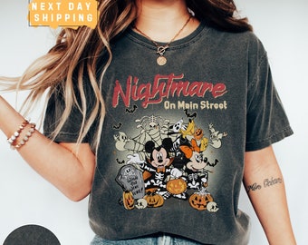 Vintage Mouse Couple Ghost Halloween Shirt, Comfort Colors Nightmare On The Main Street, Magical Halloween Shirt, Cute Fall Shirt