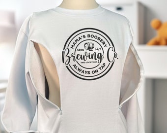 Breastfeed Mama Boobery Brewing WAFFLE Knit Sweatshirt, Breastfeeding Sweatshirt, Nursing Top, Push Present, New Mom Gift