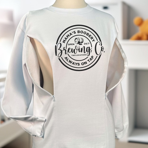 Breastfeed Mama Boobery Brewing WAFFLE Knit Sweatshirt, Breastfeeding Sweatshirt, Nursing Top, Push Present, New Mom Gift