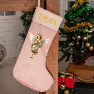 Personalized Christmas Stockings Velvet Stocking for Holiday Decoration Applique Stocking, Family Name Stocking, Christmas Gift for Family image 3