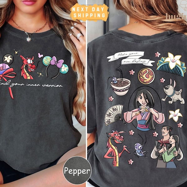 Magical Princess Mulan Comfort Colors Shirt, Two Sided Mushu Mouse Ears Magical Trip Tee