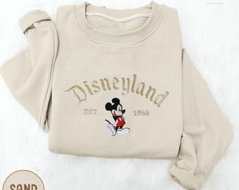 Disneyland Embroidered Sweatshirt, Disneyland Est 1955 Sweater, Cute Disney Trip Hoodie, Mickey Friends Embroidered Sweater,Disney Gift