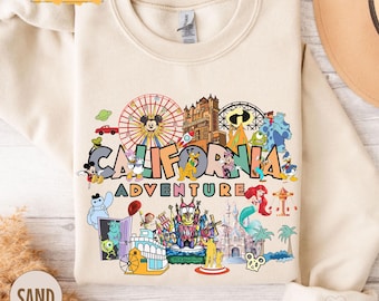 California Adventure Crewneck, Matching Disneyland Family Vacation Sweatshirt, Disney Character Gift Idea, Magical Disney Trip Pullover