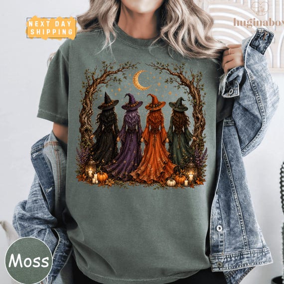 Halloween Witch Comfort Colors Tee, Witch Coven Autumn Gothic Pumpkin Moon Boho Spooky Fall Graphic Shirt Gift