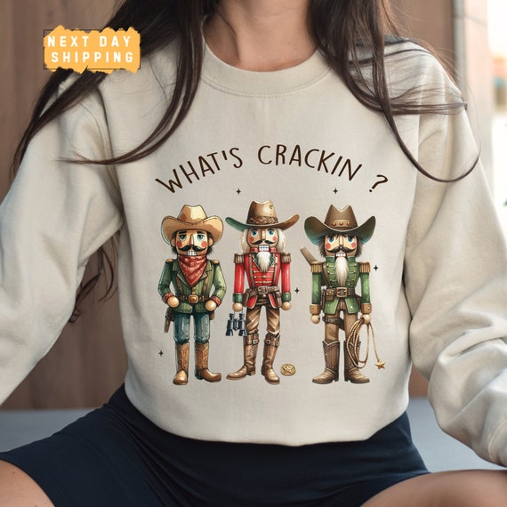 What's Crackin Sweatshirt, Xmas Nutcracker Sweater, Retro Christmas Shirt, Cozy Winter Holiday Crewneck,Christmas Gift for Nutcracker Lovers