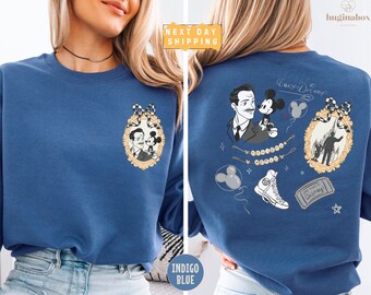 Retro Coquette Bow Disney Mickey Sweatshirt, Two Sided Magic Kingdom Crewneck, Vintage Disney Park Pullover Gift for Disney Fan