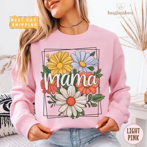 Mama Flowers Sweater, Floral Mama Sweatshirt, Retro Mama Sweatshirt Crewneck, Cute Mama Sweatshirt, Gift for Mother&#39;s Day