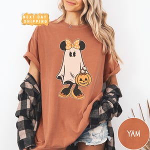 Comfort Colors Retro Minnie Halloween Couple Shirts, Mickey Ghost Shirt, Minnie Ghost Shirt, Spooky Season Shirt, Disney Halloween Matching