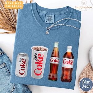 Diet Coke Comfort Colors Tee, Funny Soda Lover Shirt, Retro Coke Fan T-Shirt, Short Sleeve Graphic Shirt for Caffeine Queens