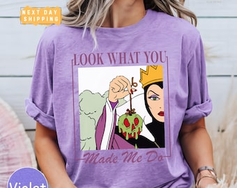 Camiseta "Mira lo que me hiciste hacer", camiseta de villano de Disney "La Reina Malvada" y "La Manzana Venenosa", camiseta de la era de los villanos de Disneyland.
