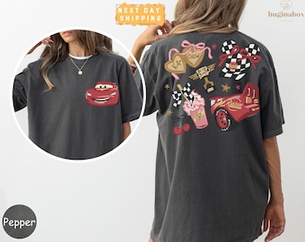 Retro Disney Racing Car Comfort Colors Shirt, Ka-Chow Racing Tee, Pixar Red Cars Piston Cup Shirt, Girly Racer Pink Bow Tee,Disney 2025 Trip