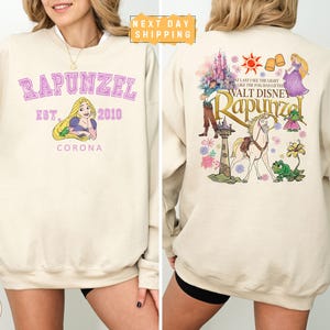 Retro Rapunzel Tangled Sweatshirt, Vintage Floral Disney Princess Crewneck, Two-Sided Disney Sweater, Gift for Her