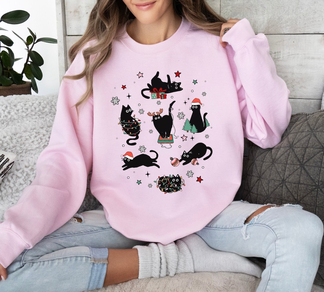 Cats Christmas Sweater, Christmas Cats Sweatshirt, Black Cats Christmas