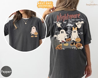 Vintage Mickey Minnie Halloween Comfort Colors Shirt, Nightmare On The Main Street Shirt, Halloween Pumpkin Shirt, Disney Halloween