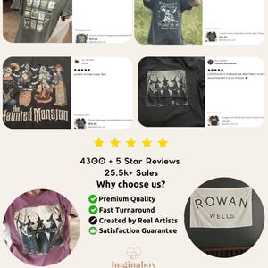 a collage of five images showcasing various t-shirt designs, including a t-shirt with a graphic design and a t-shirt with a graphic design. The images are accompanied by text that includes customer reviews and information about the t-shirt designs.