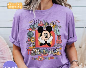 Retro Walt Disneyworld Comfort Colors Shirt, Vintage Mickey Tee, Mickey and Friends Disney Trip Shirt, Disney 2025 Vacation Shirt