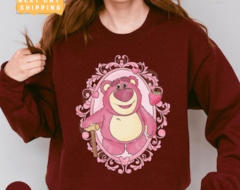 Toy Story Strawberry Bear Sweatshirt, Retro Disney Pullover Featuring Lotso Huggin Bear Design, Cozy Family Vacation Disney Trip Tee
