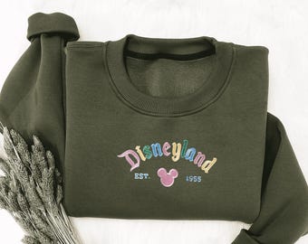 Disneyland Embroidered Crewneck, Disneyland Est 1955 Sweatshirt, Cute Disney Trip Sweatshirt, Mickey Friends Embroidered Sweater,Disney Gift