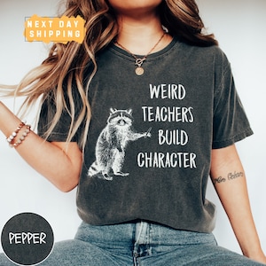Funny Teacher Shirt, Weird Teachers Build Character Comfort Colors Tee, Raccoon Shirt, Teacher Gift, Teacher Appreciation, Back to School