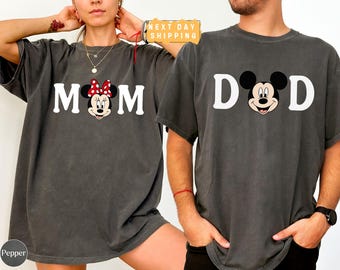 Comfort Colors Disney Family Shirts, Minnie Mom Mickey Dad Tees, Matching Disney Couple Shirts, Disney Mom Dad Outfits, Mother's Day Gift