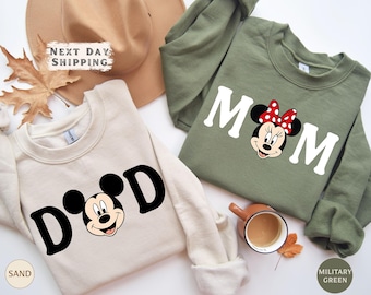 Minnie Mom Mickey Dad Sweatshirts, Disney Family Couple Minnie Mouse Mom Mickey Mouse Dad Sweater, Disney Parent Apparel, Mother's Day Gift