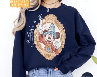 Retro Disney Fantasia Mickey Sweatshirt, Sorcerer Wizard Pullover, Vintage Disney Magic Sweater, Cozy Gift for Classic Mickey Fans