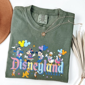 a disneyland shirt with mickey mouse and friends on it
