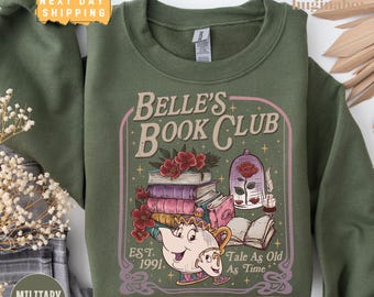 Retro Belle’s Book Club Sweatshirt, Tale As Old As Time Pullover, Beauty and the Beast Sweater, Cozy Book Lover Gift for Her