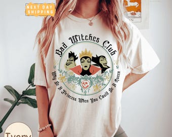 Retro Villains Bad Witches Club Comfort Colors Shirt, Vintage Disney Villains Halloween Tee, Evil Queen Maleficent Ursula Disney Park Top