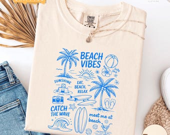 Beach Vibes Comfort Colors Shirt, Summer Surf Tee for Women & Men, Catch the Wave Graphic Shirt, Vacation Gift Beach Lover Tee