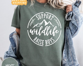 Camiseta de colores cómodos para niños que apoyan la vida silvestre. Regalo para mamá. Camisetas divertidas. Regalo para el Día de la Madre.