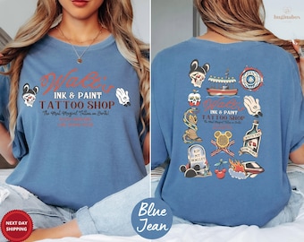 Walts Ink and Paint Tattoo Shop Comfort Colors Shirt for Adults, Retro Theme Park Flash Graphic Tee
