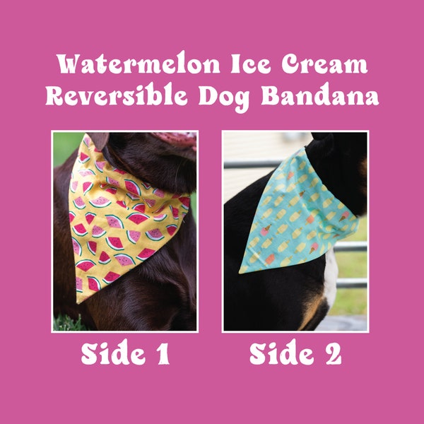 Watermelon Ice Cream Reversible Over-the-Collar Dog & Cat Bandana