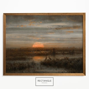 Moody Sunset Painting | Printable Wall Decor | Vintage 19th Century Artwork | Digital Downloadable | Housewarming Gift | A28