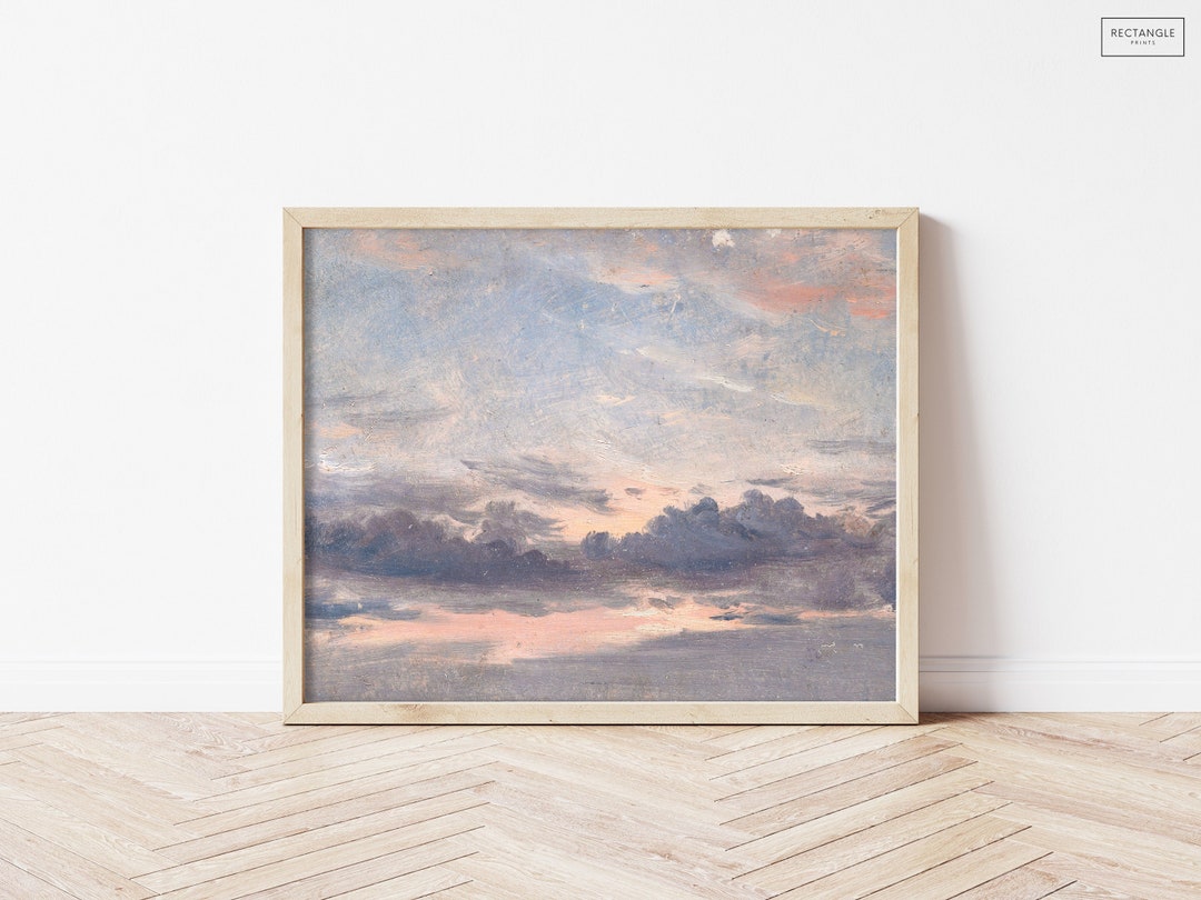 Vintage Cloud Painting: Neutral Sunset Sky Art (digital Download) 031 ...