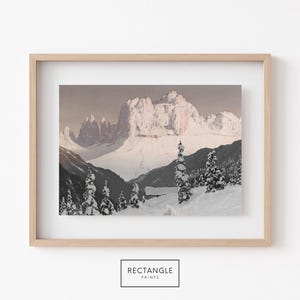 Impression d&#39;art montagne enneigée : paysage d&#39;hiver (téléchargement numérique)