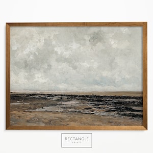 Vintage Beach Oil Painting: Moody Coastal Art Print (Digital Download) 021