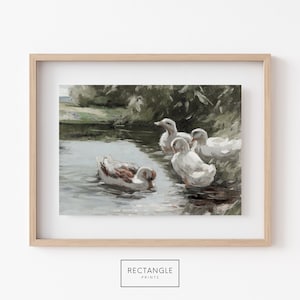 Muted Vintage Duck Painting | Animal Art Print | Digital Print At Home | Digital Download | Rectangle Prints | A15