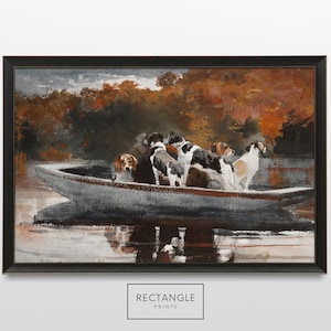 Rustikales Hunde Gemälde | Landhaus Dekor | Den Wandkunst | Digitaler Download | Bildende Kunst | Rechteckige Poster | Papa Geschenk | 071