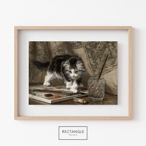 Kitty Cat Painting | Vintage Decor | Living Room Wall Art | Printable Wall Art | Vintage Digital Print | Cat Gift For Cat Lovers | A76