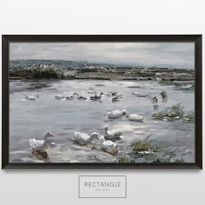 Pintura minimalista de pato | Decoração de parede rústica | Impressão em casa de arte vintage | Download digital | Impressões retangulares | A18