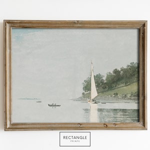 Watercolor Sailboat Painting | Vintage Artwork | Beach House Wall Art | PRINTABLE ART | Rectangle Prints | 085