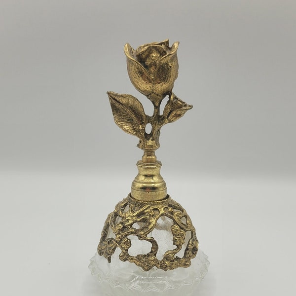 Antique Matson Rose Gold Gilt Ormolu Glass Perfume Bottle Glass Dauber