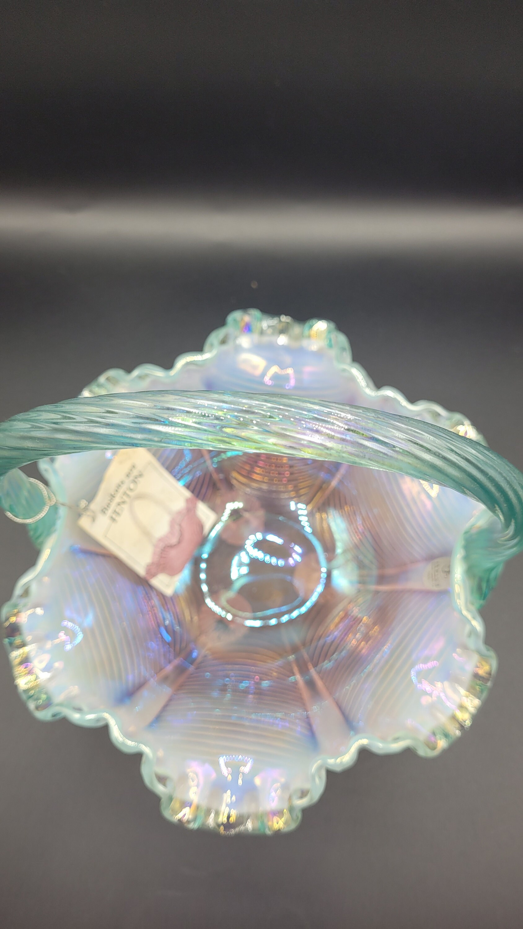 フェントン アンティークantique エメラルドグリーンバスケット