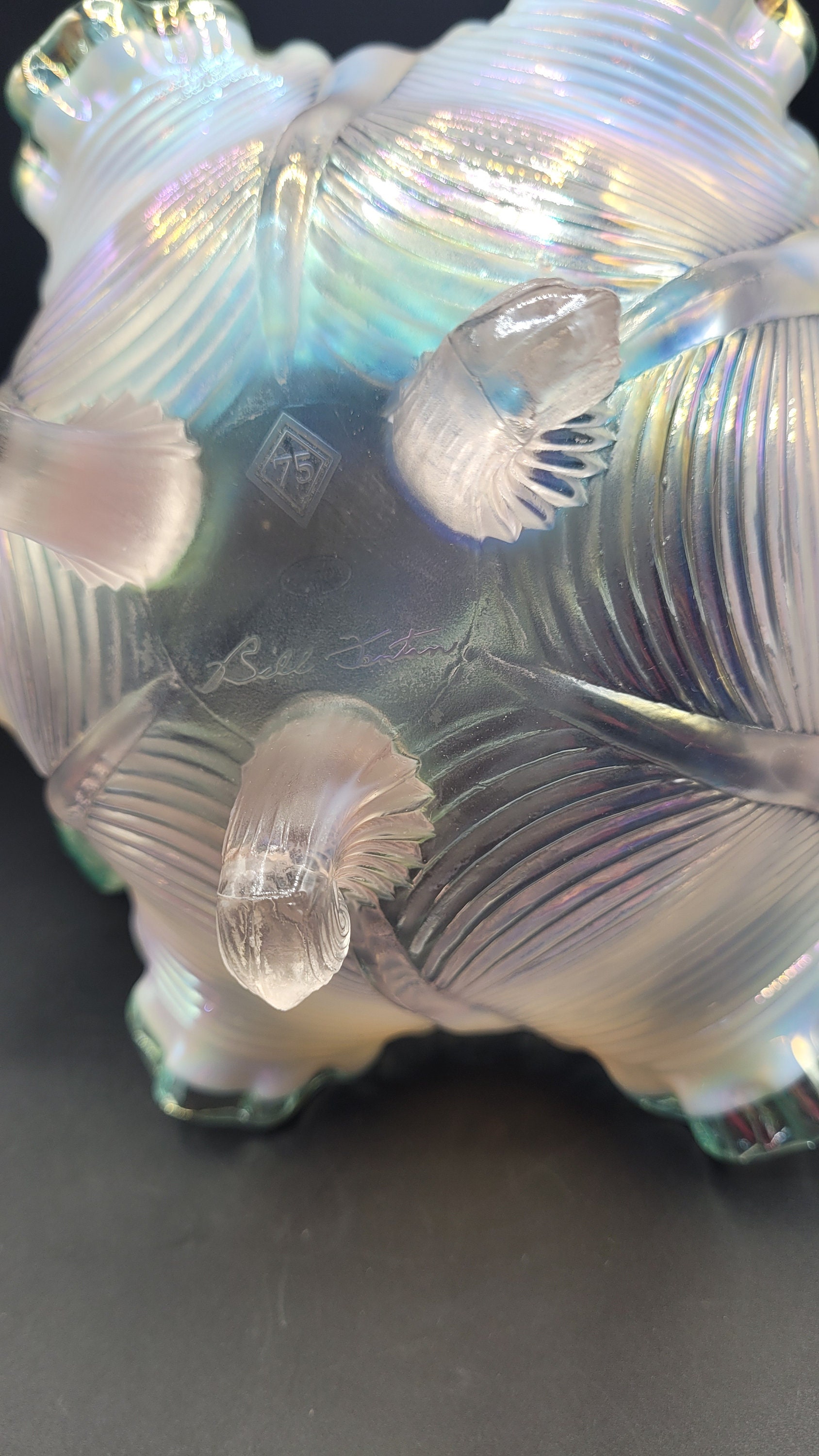 フェントン アンティークantique エメラルドグリーンバスケット