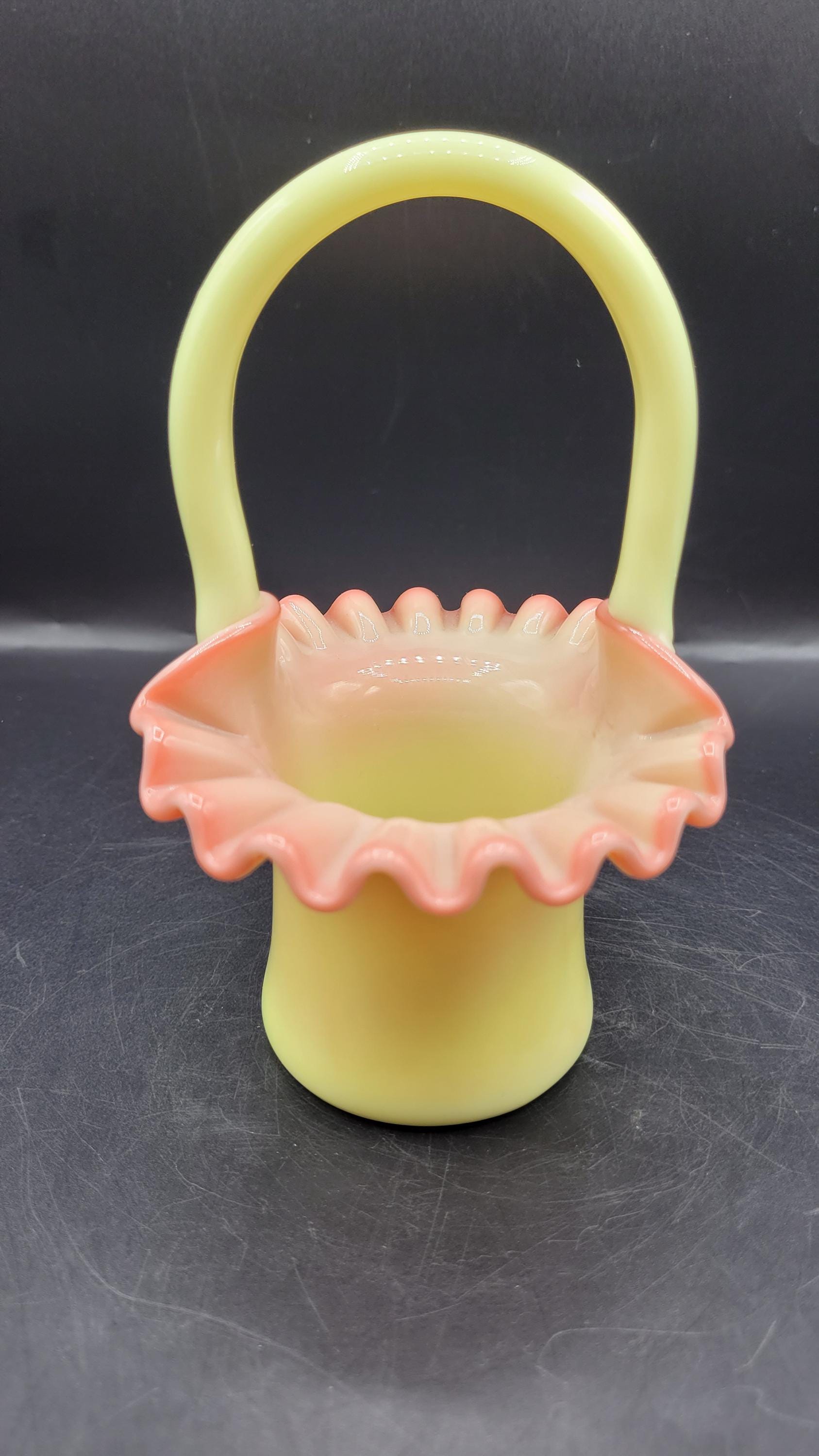 インテリア小物 Fenton イエロー バスケット ミルクガラス