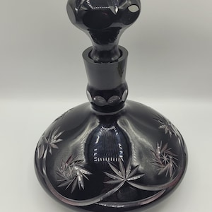 Vintage Cut to Clear Deep Ruby Red Bohemian Czech Crystal Decanter Genie Style Very Heavy
