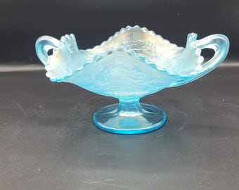 Fenton 75th Anniversary Pink Mint Green Iridescent Art Glass